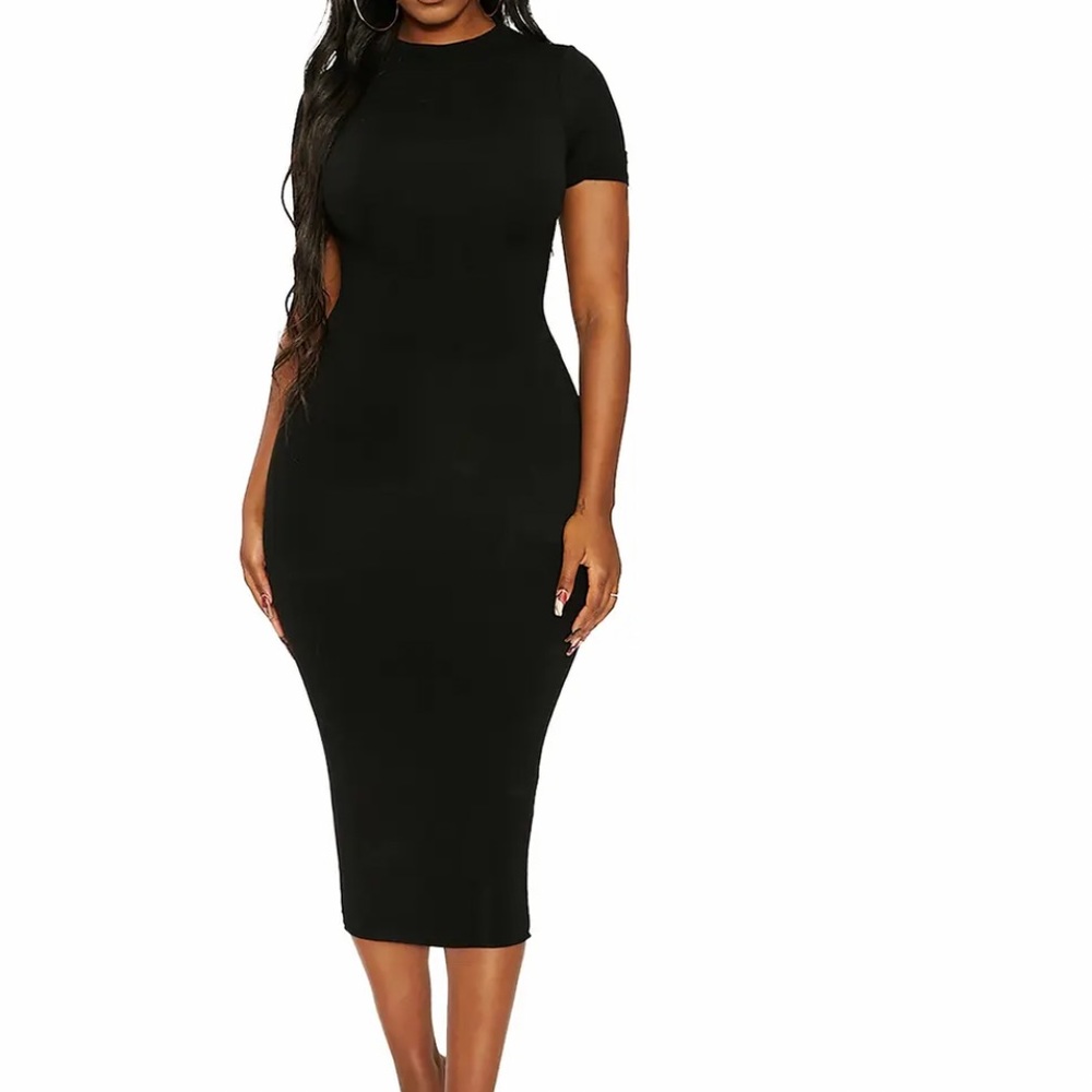Naked wardrobe High neck midi bodycon T dress